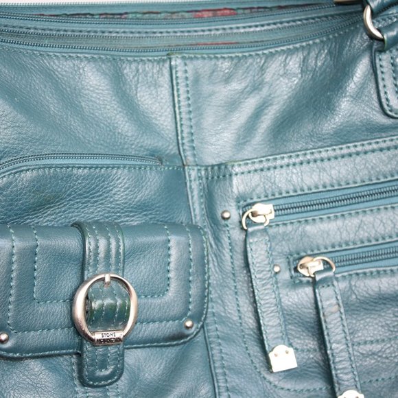 Teal Green Stone Mountain Leather purse Shoulder bag Rich deep Colour Autumn - Picture 4 of 15